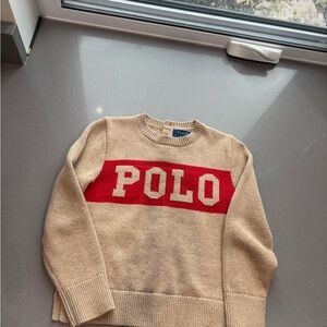 Polo by Ralph Lauren Kids Beige Sweater with Red Logo